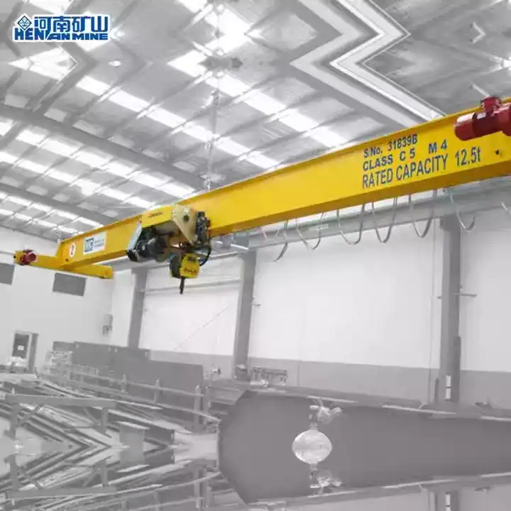Compact single beam bridge crane for small workshop spaces