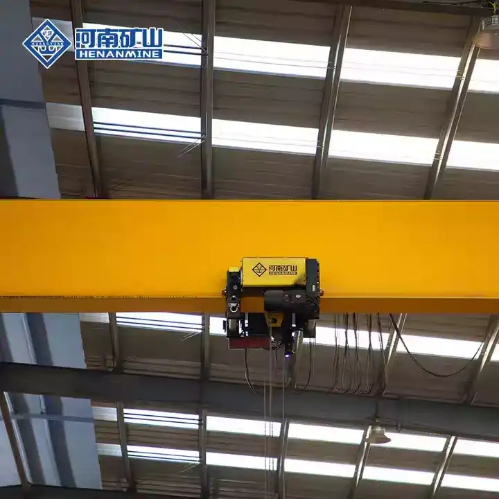 Single Girder Bridge Crane lifting heavy loads in warehouse