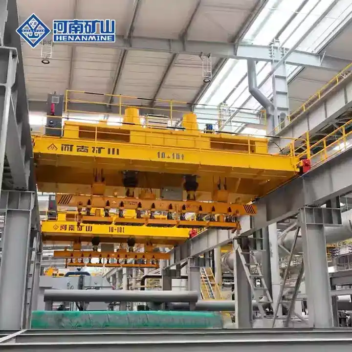 High capacity twin beam crane for steel fabrication workshop